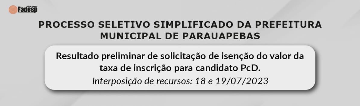 Leia mais sobre o artigo PSS PREFEITURA MUNICIPAL DE PARAUPEBAS