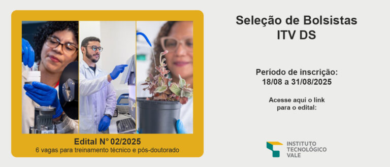Leia mais sobre o artigo EDITAL DISPONÍVEL DA SELEÇÃO DE BOLSISTAS DO INSTITUTO TECNOLÓGICO VALE DESENVOLVIMENTO SUSTENTÁVEL (EDITAL N° 02/2025 – ITV DS)