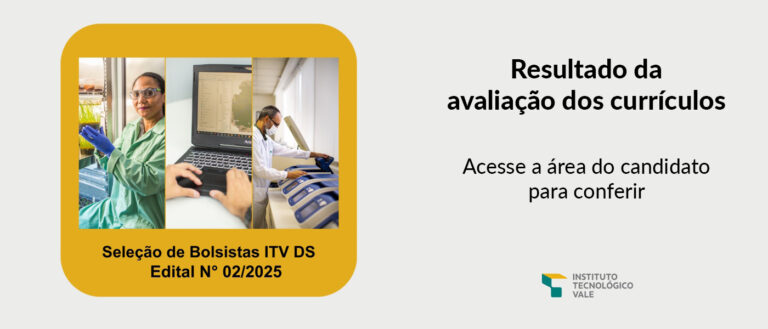 Leia mais sobre o artigo RESULTADO DA AVALIAÇÃO DOS CURRÍCULOS DA SELEÇÃO  DE BOLSISTAS DO INSTITUTO TECNOLÓGICO VALE DESENVOLVIMENTO SUSTENTÁVEL (EDITAL Nº 02/2025 – ITV/DS)
