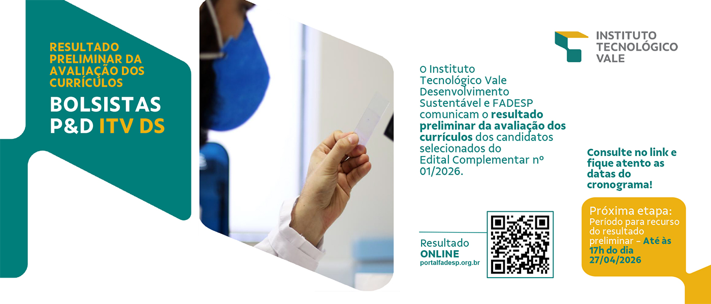 Leia mais sobre o artigo Resultado preliminar da avaliação dos currículos – BOLSISTAS P&D ITV DS